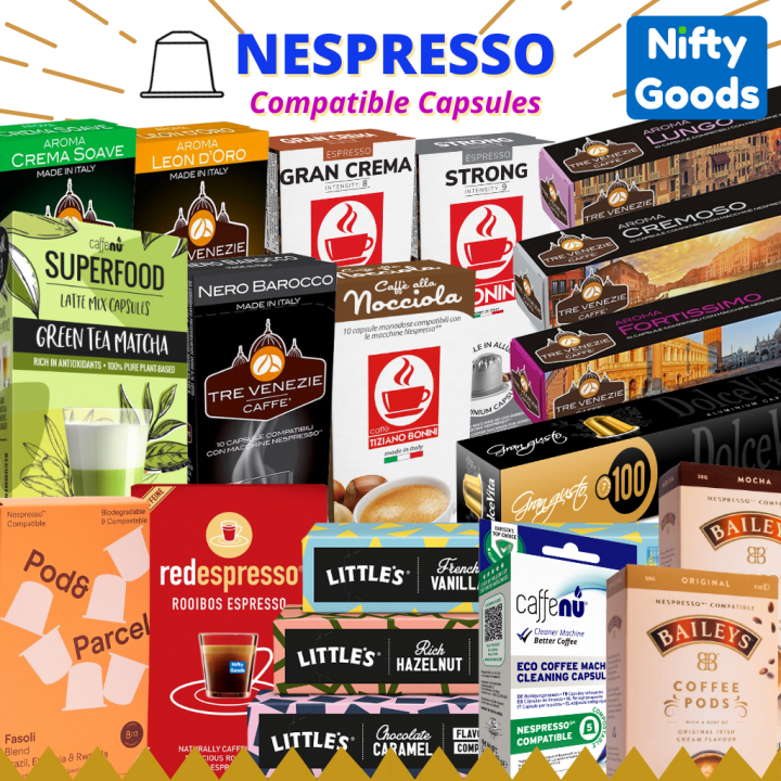 Assorted Nespresso Compatible Capsules Baileys Littles Caffe Bonini
