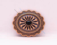 6pc 44*38mm Retro Copper Flower Pattern Black Bead Concho Button For Leathercraft Belt Luggage Bag Handbag Wallet Ornament Decor