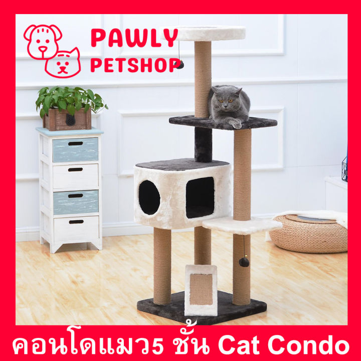 คอนโดแมว-คอนโดแมวใหญ่ๆ-ไม้-5ชั้น-1ชุด-5-level-multifunctional-cat-tree-condo-cat-condo-1-set
