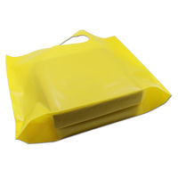 50Pcslot Yellow Plastic Package Bag Party Gifts Carrier Packing Bag with Handle for Grocery Store Retails Snack Packaging