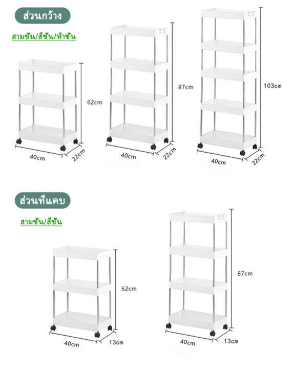 ชั้นเก็บของ-ชั้นวางในครัว-ชั้นวางของแบบเข็นได้-ชั้นวางของมีล้อ-ชั้นวางของสีขาว-ชั้นวางของ3-4-5-ชั้น