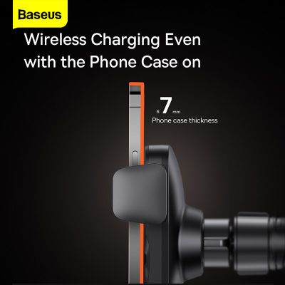 Baseus ที่วางโทรศัพท์ในรถ15W ที่ชาร์จแบบไร้สายฉีที่จับโทรศัพท์มือถือการจัดตำแหน่งอัตโนมัติใน Stand Mobil สำหรับติด