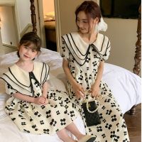 【YF】 Mother And Daughter Chiffon Dress Women Summer Dresses Spanish France Boutique Baby Girls Frock Mommy Me Matching Clothes