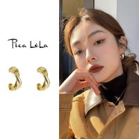 2023 Genuine  French niche golden earrings retro temperament unique earrings for women new trendy Hong Kong style sterling silver light luxury hoop earrings