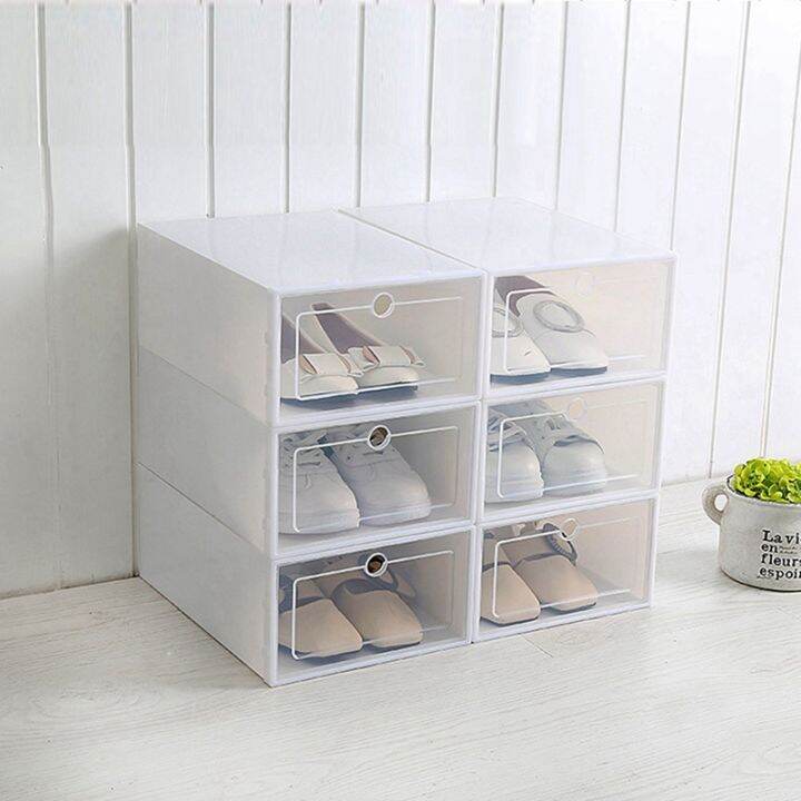 12-piece-candy-color-shoe-box-transparent-plastic-shoe-storage-box-shoe-cabinet-storage-drawer-rectangle-white