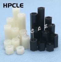 20pcs 50pcs M2 M2.5 M3 M4 Black or White Spacing Screw Column Flat Head  Female Double Pass Nylon Plastic Nut for PCB Fixed Screw Nut Drivers