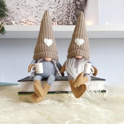 【CW】 Christmas Ornaments Coffee Gnome Dolls Coffee Bar Decoration Plush Doll Xmas Tree Decor Christams Decorations for Home New Year