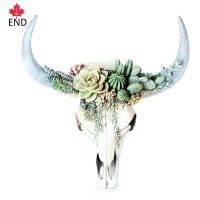 END # Succulent/ดอกไม้ Cow Skull เครื่องตกแต่งฝาผนัง Decor เนอสเซอรี่เครื่องประดับยางแขวนหลุม