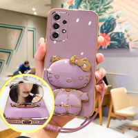 เคสโทรศัพท์สำหรับ SAMSUNG A53 A33 A73 A52S A23 A72 5G พร้อมกระจกและสายรัดสั้น