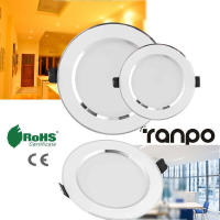 Ranpo Dimmable LED แผงหลอดไฟดาวน์ไลท์โคมไฟเพดานประดับไฟ3W 5W 7W 9W 12W 15W 18W 220V (Cool สีขาว,สีขาว,Warm White)