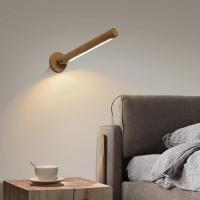 360 Rotatable Wooden LED Wall Lamp USB Charging Stepless LED Dimming Night Magnetic Light Lamp Bedside Atmosphere Light Night Lights