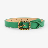 New womena Green Square BUCKLE BELT Pure Color Thin Belt FEMALE belts for Women Luxury designers