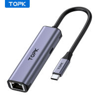 TOPK type c ไปเลย RJ45 TYPE-C ตัวแปลงเครือข่ายการ์ดเครือข่ายพอร์ตเครือข่าย USB C พอร์ตเครือข่ายอีเธอร์เน็ต