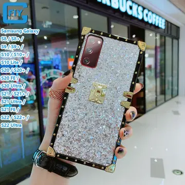 Luxury Brand Square Flower Leather Phone Case For Samsung S22 S21