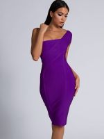 【YF】 Purple Bandage Dress 2022 Women Bodycon Elegant Sexy One Shoulder Evening Party Summer Birthday Club Outfit