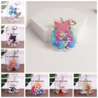 WEETE พวงกุญแจอะคริลิค LOL ลีกพวงกุญแจอะครีลิกตำนานของ League Of Legends Keyring คอสเพลย์ Jinx/ahri/riven/vayne ของขวัญคู่รัก