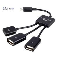 ☃ อะแดปเตอร์สาย USB 2 in 1 Micro USB HUB OTG Male to Female Dual USB 2.0 สำหรับ Samsung