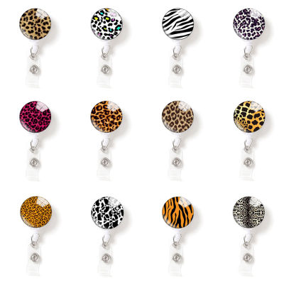 Nicu Nurse Badge Reel Work Badge Clip Retractable Name Tags With Clips Leopard Badge Reel Animal Badge Reel