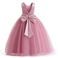 Girls Princess Party Dress Backless Big Bow Elegant Birthday Formal Ball Gown Children Wedding Bridesmaid Evening Long Dresses