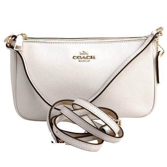 Coach Crossgrain Leather Top Handle Pouch Crossbody Bag White
