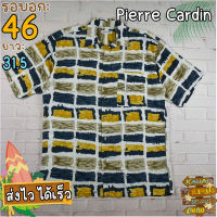 Pierre Cardin®แท้ อก 46 เสื้อฮาวายชาย เสื้อวินเทจ เสื้อผ้าผู้ชาย สีเหลือง แขนสั้น เนื้อผ้าดี