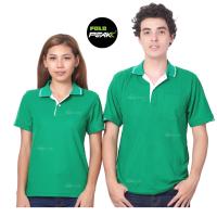 เสื้อโปโลสีเขียวเข้ม ปกริ้วขาว polopeak