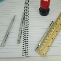 ACMECN 3pcs lot Mini Cute Ballpoint Pen 100mm size Pocket Pen Back to School Stationery Brass Bright Silver Pen for Notebook