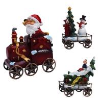 Train Set Figurines Resin Tabletop Santa Claus Figurines with Christmas Tree Colorful Train Ornament for Display Collection Festival Collectible Statue for Winter Gift designer
