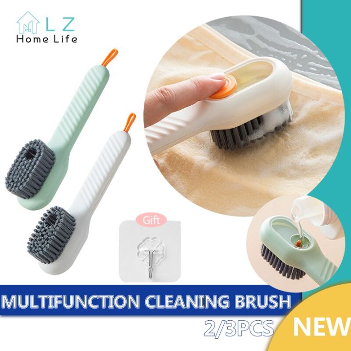 2Pcs Multifunctional Liquid Shoe Cleaning Brush with Soap Dispenser, Shoe  Laundry Brush Scrub Brushes for Cleaning, Soft Bristle Cleaning Brushes for