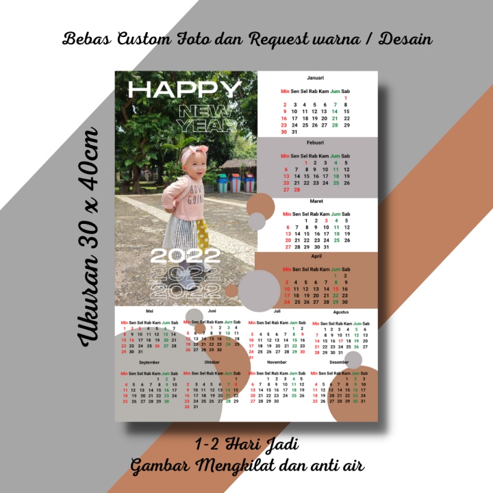 CETAK FOTO KALENDER KAYU Wall Decor Hiasan Dinding Custom Foto Kalender ...