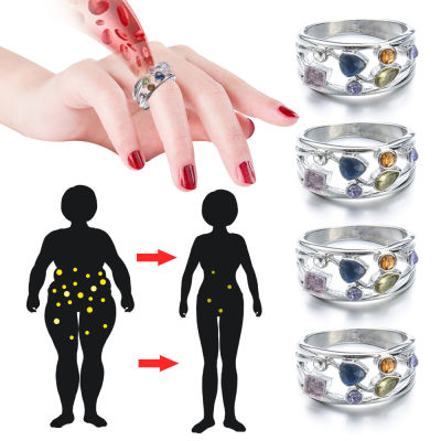 แหวนควอตซ์คริสตัล Torina ผู้หญิงแหวนคริสตัลควอตซ์บำบัดสำหรับการลดน้ำหนักขับน้ำเหลืองที่ไม่ดีแหวน Terapi MAGNET