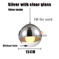 Attractive Copper/Sliver Glass Shade Silver Inside Mirror Pendant Light E27 LED Pendant Lamp Glass Ball Living Room Lamps(DH-50)