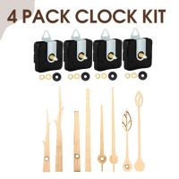 4Pcs Quartz Clock Movement Mechanism Parts With 4 Walnut Clock Hands Clock Parts Accessories For Clock Repair