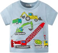 Toddler Kids Baby Boys Girls Cartoon Cars Summer Short Sleeve Crewneck T Shirts Tops Tee Clothes (Sky Blue, 4-5 Years)