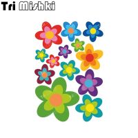 Tri Mishki W1355 Set of 13 Hippie Flowers Car Sticker PVC Decals Sticker on Motorbike Car SUV  Bike Laptop Fridge Wall Door Bumper Stickers Decals  Ma