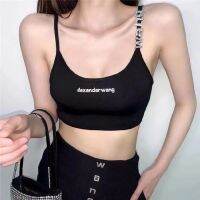 【Available】2023 Summer New Versatile Elastic Letter Hot Diamond Sports Tank Top Strap Underwear for Women