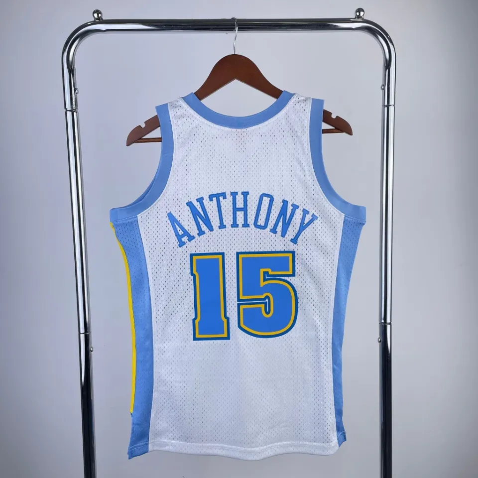 Men's Denver Nuggets Carmelo Anthony Mitchell & Ness Light Blue 2003-04  Hardwood Classics Authentic Player Jersey