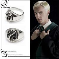 STATTAXI เครื่องประดับคู่ Biker Gothic Vintage Pure Lineage Hip Hop Malfoy Family Badge Harry Potter Punk Snake Academy Ring