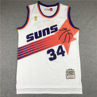 Nba Suns No.34 Buckley Mn ป้ายทองคำย้อนยุคเครื่องแบบเสื้อบาสเกตบอลปักสีขาวสำหรับเทนนิสชุดบาสเก็ตบอลเครื่องแบบบาสเก็ตบอลชุดบาสเก็ตบอล