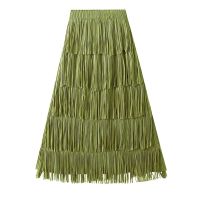 【CC】∏❆  TIGENA Fashionable Pleated Tassel Skirt 2023 Korean Street A Waist Female