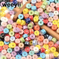 30pcs 4x6mm Ceramic Beads Simply Colored Round Flat Beads For Jewelry Making DIY Handmade Accessories DIY accessories and others