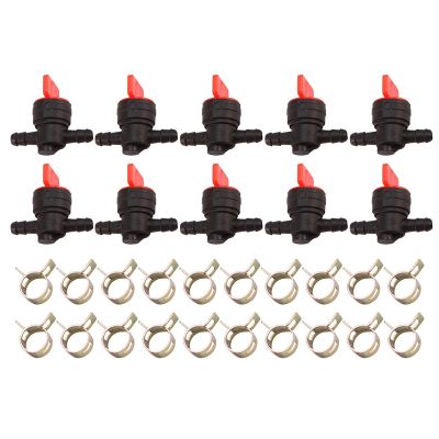 10PCS 494768 698183 Fuel Shut Off Valve with Clamp for 1/4 inch Fuel Line Briggs &amp; Stratton Murray Toro Lawn Tractor