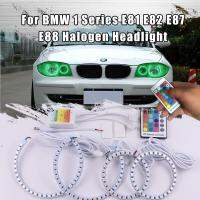 ชุดดวงตานางฟ้า Led Rgb 16สีสว่างพิเศษพร้อมแต่ง Mobil Remote Control สำหรับ Bmw 1 E81 E82 E87ไฟหน้าฮาโลเจน E88