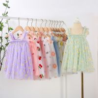 【jeansame dress】สาวฤดูร้อนสายรัด Tulle Baby GirlEmbroidery สาววันเกิด PartyDresses เด็กวัยหัดเดิน GirlCL805