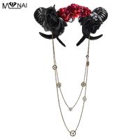 Cosplay Hair Hoop Halloween Gothic Witch Horns Headwear Flowers Hair Band Party Queen Veil Headpiece Lolita Accessories