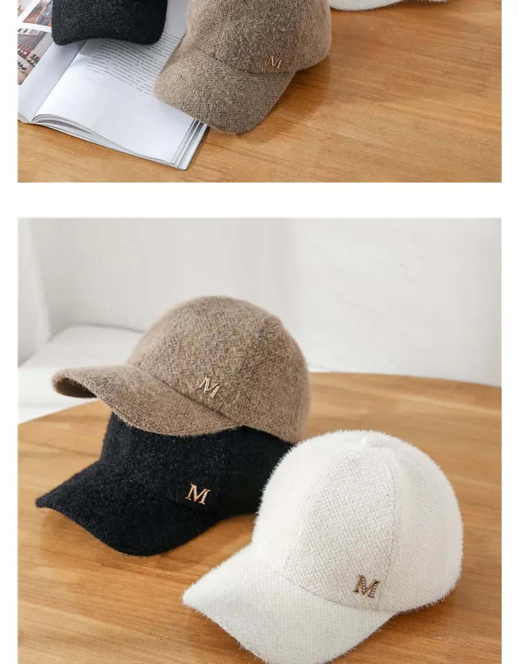 Korean Rabbit hair blended baseball cap Fashion trends Keep warm peaked cap