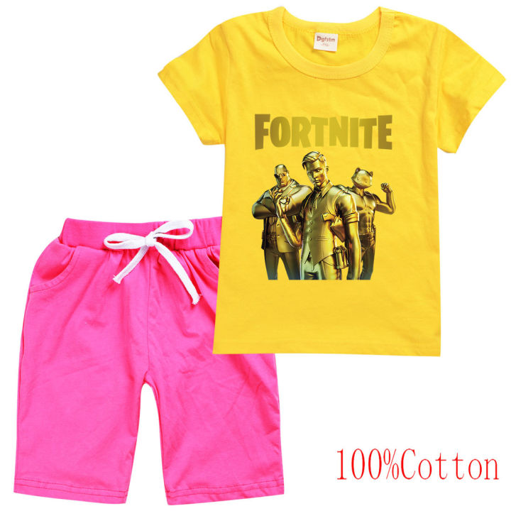 fortnites-เสื้อยืดชุดสาวเด็กแขนสั้นเสื้อทีกางเกงขาสั้นที่เดินทางมาพักผ่อนการ์ตูนกางเกงขาสั้นใหม่บุคลิกภาพเสื้อยืดแฟชั่นที่เรียบง่าย8657