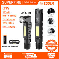 SupFire G19ไฟฉายLed 90องศาTwistฐานตั้งกล้องแบบปรับเลื่อนได้800LMแม่เหล็กกันน้ำมินิLEDไฟฉายกลางแจ้ง