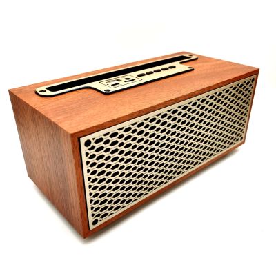Wooden Retro Subwoofer Bluetooth-Compatible Wireless Speaker with Cell Phone Holder MP3 Music Player Support TF Card USB Disk