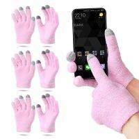 [COD] Feather gauze touch screen womens winter warm thick anti-slip driving outdoor full finger gel moisturizing